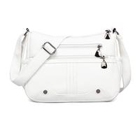 VOLGANIK ROCK Sac à main à bandoulière en cuir synthétique souple pour femme avec poignée sur le dessus, 5092-blanc
