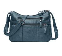 VOLGANIK ROCK Sac à main en cuir synthétique souple pour femme - Sac à main léger, Bleu - 30 cm, Medium
