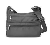 VOLGANIK ROCK Sac à main RFID pour femme Tissu nylon Multi poches Sac à bandoulière pour femme Sac à main de voyage, gris, Einheitsgröße