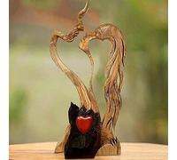 VOLGUT Amour avec Bois Ornements de la Saint-Valentin Coeur en Bois Sculpture de Bureau Figure de Couple for Anniversaire de Mariage Cadeau de la Saint-Valentin Décoration de Bureau à Domicile