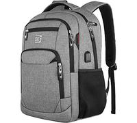 Volher Sac à dos pour ordinateur portable, business, voyage, antivol, fin, durable, avec port de chargement USB, résistant à l'eau, pour l'école, pour ordinateur portable 15,6" - Gris