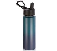 Volhoply 660ml Bouteilles D'eau en Acier Inoxydable avec Paille, Bouteille Isotherme Café Double Paroi avec Couvercle Sans BPA, Bottle Réutilisable en Métal Étanche pour Sport, enfant, Cadeaux