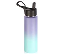 Volhoply 660ml Bouteilles D'eau en Acier Inoxydable avec Paille, Bouteille Isotherme Café Double Paroi avec Couvercle Sans BPA, Bottle Réutilisable en Métal Étanche pour Sport, enfant, Cadeaux