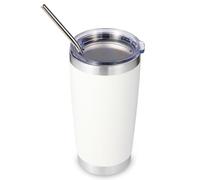 Volhoply Gobelet de voyage isolé de 550 ml avec couvercle et paille à double paroi - Tasse de café glacé pour voyage - Compatible avec le porte-gobelets de voiture - Tasses poudrées pour boissons