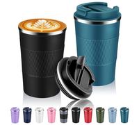 Volhoply Lot de 2 tasses à café isothermes en acier inoxydable - Tasses réutilisables à double paroi sous vide - Gobelets thermiques étanches pour boissons