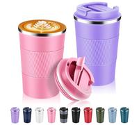 Volhoply Lot de 2 tasses à café isothermes en acier inoxydable - Tasses réutilisables à double paroi sous vide - Gobelets thermiques étanches