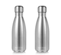 Volhoply Petite bouteille d'eau de 350 ml en acier inoxydable, sans BPA, bouteille d'eau isotherme à double paroi, garde au froid 24 heures et au chaud 12 heures pour sac à main pour enfants (argent