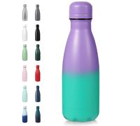 Volhoply Petite bouteille d'eau de 355 ml en acier inoxydable sans BPA, bouteille d'eau isotherme à double paroi, garde au froid 24 heures et au chaud 12 heures pour les enfants (violet vert)