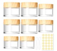 Volhuluk Boîtes 8 Pcs Pots Cosmétique Vide en Verre, 30ML 50ML Contenant Échantillon Voyage, Conteneurs Cosmétiques Pot Échantillon avec Spatule & Autocollants, Pot de Voyage pour Lotion Crème