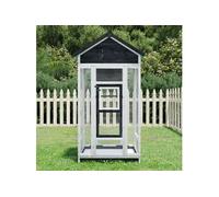 Vidaxl Maison À Oiseaux Gris 91,5x53x170 Cm Bois Massif De Pin