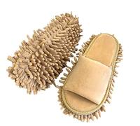 Volicph Chaussons de nettoyage avec semelle en microfibre amovible - Nettoyage du sol - Chiffon à poussière - Chaussons - Chaussures de nettoyage, Velours beige, 43/44 EU