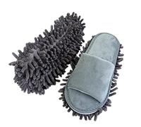 Volicph Pantoufles de nettoyage avec semelle en microfibre amovible pour nettoyage du sol - Chaussons anti-poussière - Chaussures de nettoyage, Velours gris, 43/44 EU