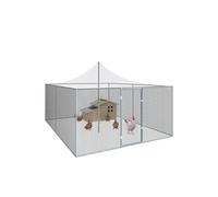 IDMarket – Volière 12 m² (3x4 m) enclos poulailler – parc grillagé, toit filet, acier galvanisé
