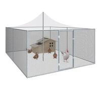 Volière 12m² Enclos Poulailler 3x4m Parc Grillagé Toit Filet Acier Galvanisé Gris