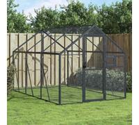 Volière à oiseaux en aluminium anthracite 1,79 x 3 x 1,85 m avec grillage et porte verrouillable pour un vol libre sûr et confortable, construction robuste pour les petits animaux tels que les lapins