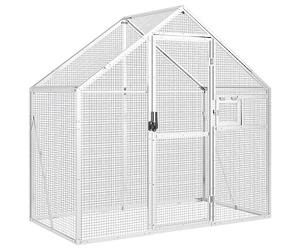 Volière à Oiseaux, Grande Cage à Oiseaux Extérieur pour Perruche Perroquet argenté 179x100x185 cm Aluminium