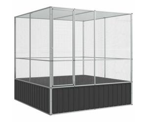 Volière à Oiseaux, Grande Cage à Oiseaux Extérieur pour Perruche Perroquet argenté 211x207x212 cm Acier
