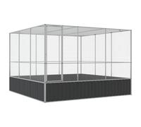 Volière à Oiseaux, Grande Cage à Oiseaux Extérieur pour Perruche Perroquet argenté 311x307x212 cm Acier