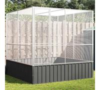 Volière Acier Galva Argent Anthracite 211x207x212 Cm Avec Porte