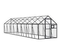 Volière anthracite 1,79 x 8 x 1,85 m en aluminium | Grillage soudé galvanisé porte verrouillable fenêtre d'alimentation pour perroquets, lapins, poules, oies