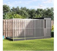 vidaXL Volière avec extension 416x203x216 cm Argenté - Acier galvanisé - Pour perroquets et oiseaux