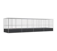 Volière avec Extension Argent 832x207x212 cm Acier Galvanisé pour | Acier galvanisé, maille en acier, porte avec serrure, pour perroquets, lapins, poulets, canards, oies, montage au sol plat
