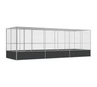 Volière avec extension Argenté 625 x 207 x 212 cm Acier | Acier galvanisé, grille en acier, porte battante verrouillable, liberté de mouvement, pour oiseaux, lapins, canards, poules