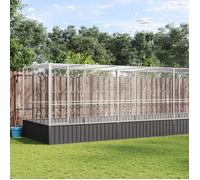 Volière avec extension argenté 625x207x212 cm acier