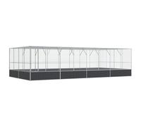 Volière avec extension argentée 832 x 414 x 212 cm en acier | Acier galvanisé, grille en acier, porte battante verrouillable, pour lapins, canards, poules, oies