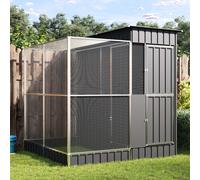 Volière avec Extension Cage à Oiseaux Jardin Extérieur Argenté Acier vidaXL