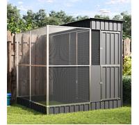 Volière avec extension - vidaXL - 209x203x216 cm - Argent - Acier galvanisé - Grille 1x1 cm - Porte verrouillable