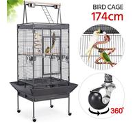 Volière Cage à Oiseaux 81 x 76 x 174 cm Cage Perruches / Cacatoès / Perroquets / Canaries - en Métal - avec Zone de Jeu - Yaheetech