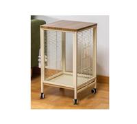 Volière Cage à Oiseaux, Cage à perroquets, Grande Cage Domestique en Verre avec roulettes for Un Rangement et Un Nettoyage faciles