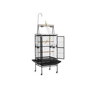 Cage Oiseau-VEVOR-83x79x210 cm-Volière Oiseaux Toit Plat Ouvert Cage-Perroquet sur Pied Roues