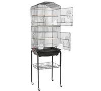 Volière Cage pour oiseaux avec 4 roulettes et support Cage pour perruches Cage pour canaris 46×35.3×150.6cm