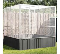 Volière en acier galvanisé - vidaXL - Argenté et anthracite - 211x207x212 cm - Grille 12,7x12,7 mm - Porte 48,5x152,5 cm