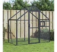 Volière en aluminium anthracite 179 x 100 x 185 cm avec grillage et porte verrouillable pour un vol libre et une observation en toute sécurité, cadre stable pour petits animaux comme les lapins