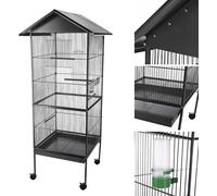 Volière en métal Cage pour oiseaux Cage pour animaux Haute Roulettes Perroquet XXL