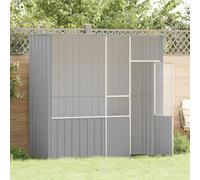 Volière grise 215 x 78 x 200 cm en acier galvanisé, grande cage à oiseaux avec clôture soudée pour oiseaux, lapins, canards et poules, avec porte battante verrouillable