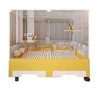 Voliere Oiseaux Interieur D'intérieur à roulettes, Cage Perroquet, Panneau Acrylique Transparent, pour Perruches, Canaris, Pinsons et Inséparables(Yellow)