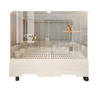 Voliere Oiseaux Interieur D'intérieur à roulettes, Cage Perroquet, Panneau Acrylique Transparent, pour Perruches, Canaris, Pinsons et Inséparables(White)