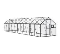 Volière pour oiseaux anthracite 1,79 x 10 x 1,85 m en aluminium avec | Construction en aluminium, résistant à la corrosion, treillis métallique, porte et fenêtre verrouillables