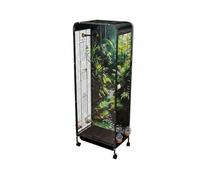 Volière pour Oiseaux Cage Aviaire Habitat Maison Transparente en Pet Armature Métallique Roues pour Déplacement Facile Décor Forêt Adaptée aux, Noir, Size to 3