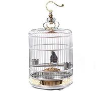 Volière Solide intérieure/extérieure, Cage à Oiseaux en Acier Inoxydable Pur doré, Grande Cage à Oiseaux Ronde pour Perroquet, poignée de Lapin, Cage à Oiseaux pour Perruche, inséparable, Cage