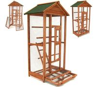 Volière VOLIERE CAGE D'OISEAU 160 CAGE VOLET CAGE D'ANIMAL EN BOIS 56610
