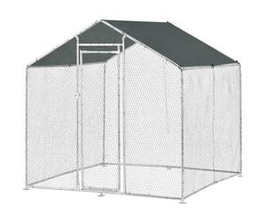 Volière Wels Enclos Extérieur Acier Galvanisé 2 x 2 x 2 m Argent Vert Foncé