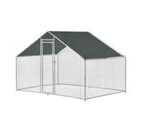 Enclos Extérieur Volière Cage pour Animaux avec Serrure Armature Acier Galvanisé 3 x 2 x 2 m Argent Vert Foncé