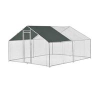 Volière Wels Enclos Extérieur Acier Galvanisé 3 x 4 x 2 m Argent Vert Foncé
