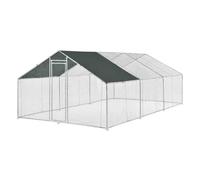 Enclos Extérieur Volière Cage pour Animaux avec Serrure Armature Acier Galvanisé 3 x 6 x 2 m Argent Vert Foncé
