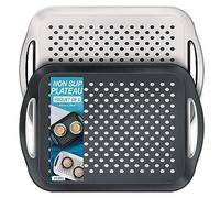 volila Plateau de Service - Plateau Antidérapant Pack x 2 (41 x 29 x 4,5 cm) - Grand Plateau de Service Rectangulaire pour Thé, Repas TV, Plateau Cuisine Blanc et Noir pour Maison & Restaurant